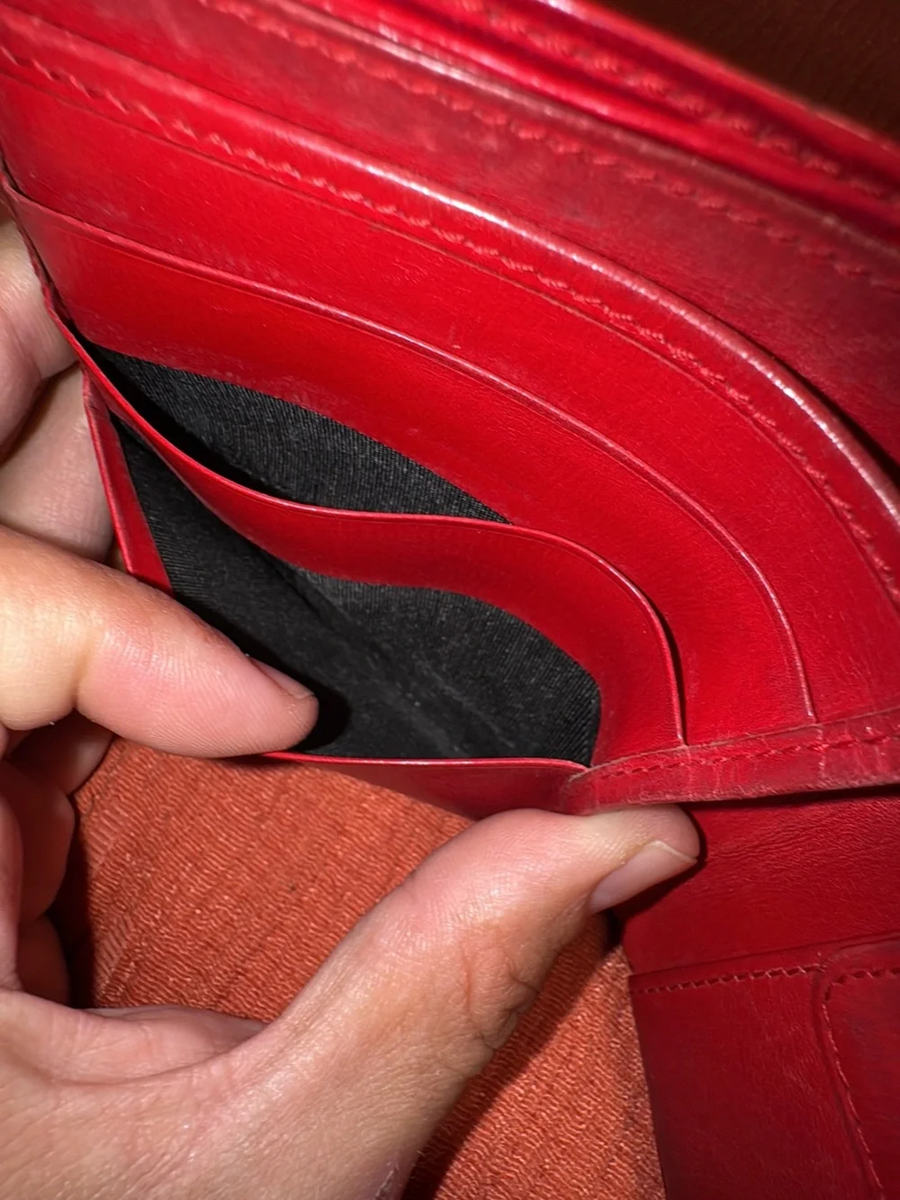 Louis Vuitton Red Epi Leather Bi-Fold Wallet